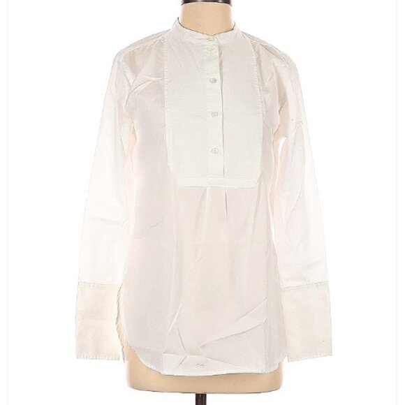 J.CREW White Long Sleeve Blouse Size 2 - Picture 1 of 3